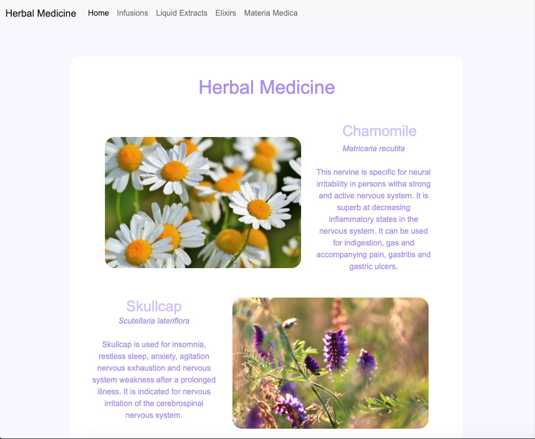 Image of a Herbal Medicine homepage